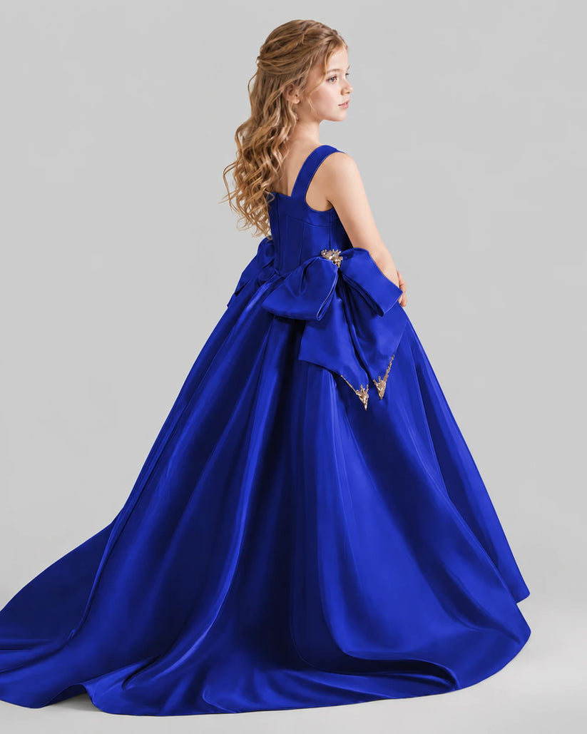 Royal Blue Ball Gown Girls Pageant Dresses Pose