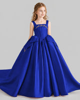 Royal Blue Ball Gown Girls Pageant Dresses Side