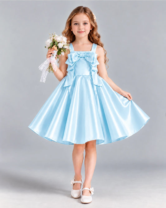 Baby Blue A-line Girls Formal Dress Front