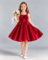 Burgundy A-line Girls Formal Dress Front