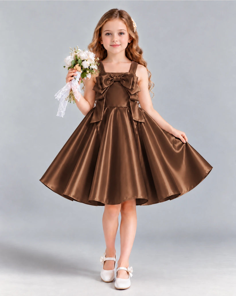 Chocolate A-line Girls Formal Dress Front