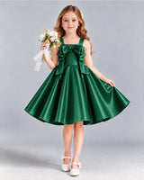 Dark Green A-line Girls Formal Dress Front