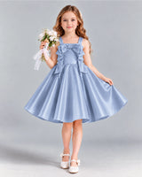 Dusty Blue A-line Girls Formal Dress Front