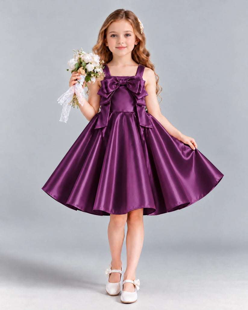 Grape A-line Girls Formal Dress Front