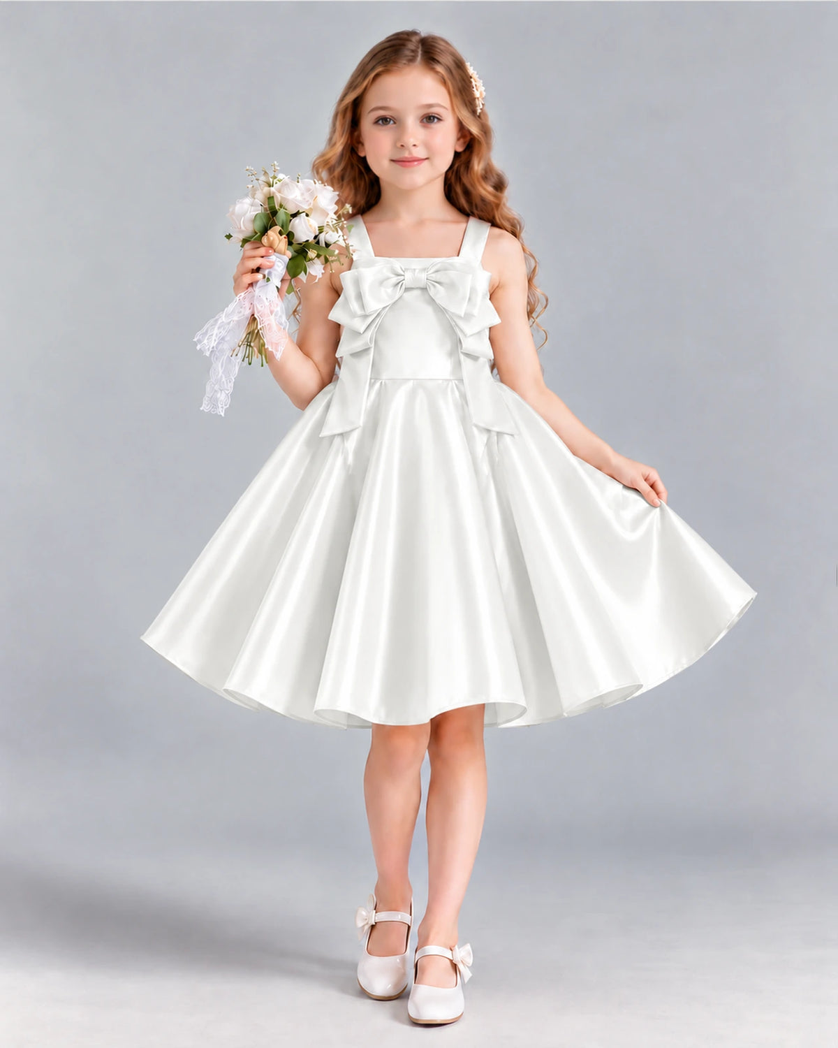 Ivory A-line Girls Formal Dress Front