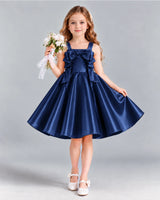Navy Blue A-line Girls Formal Dress Front