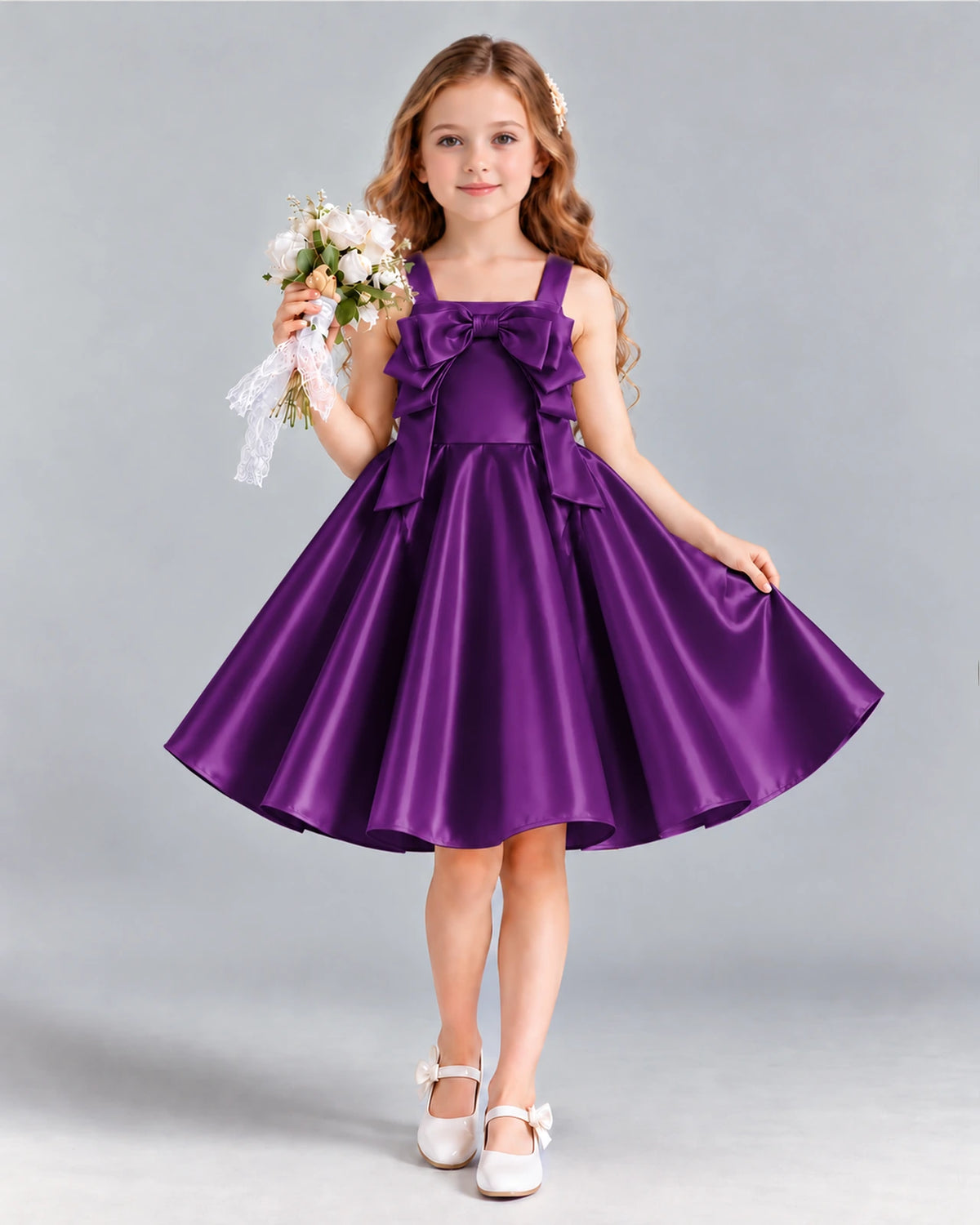 Purple A-line Girls Formal Dress Front