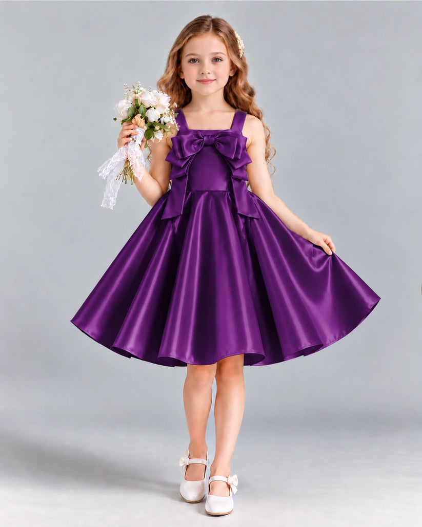 Purple A-line Girls Formal Dress Front