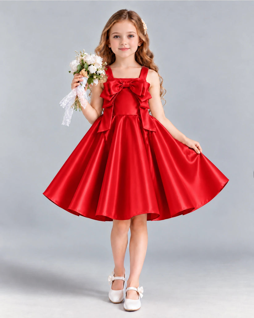 Red A-line Girls Formal Dress Front