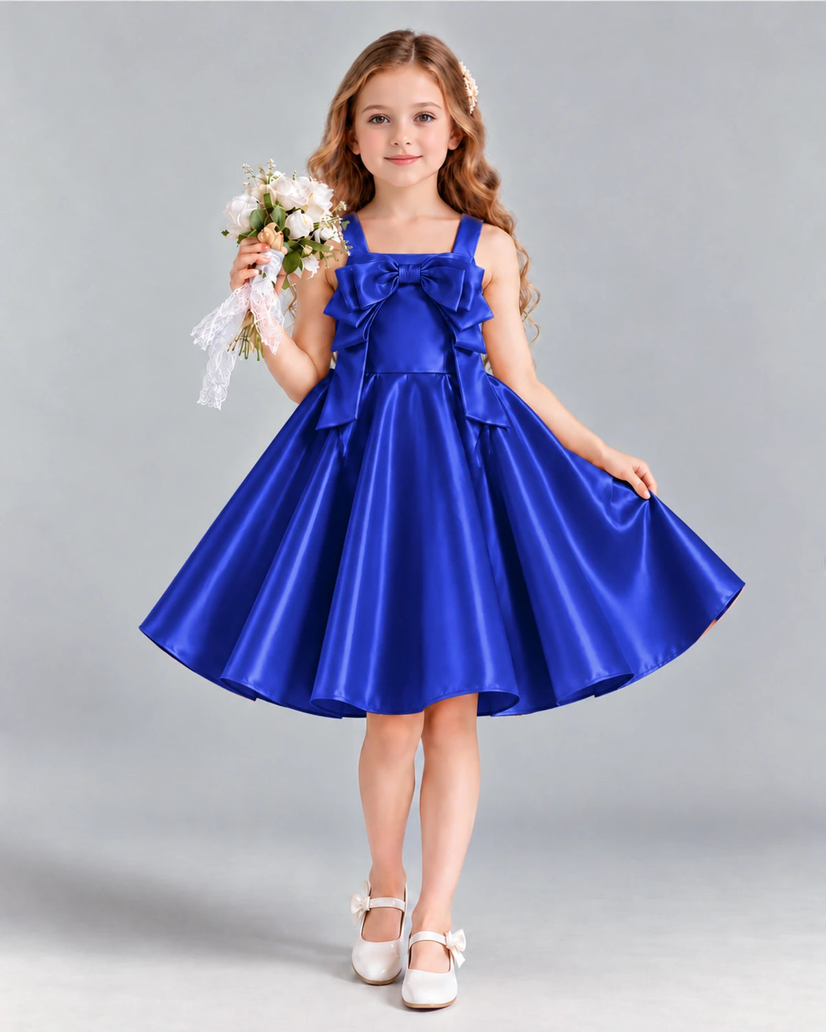 Royal Blue A-line Girls Formal Dress Front
