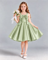 Sage Green A-line Girls Formal Dress Front