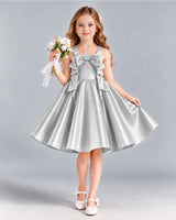 Silver A-line Girls Formal Dress Front