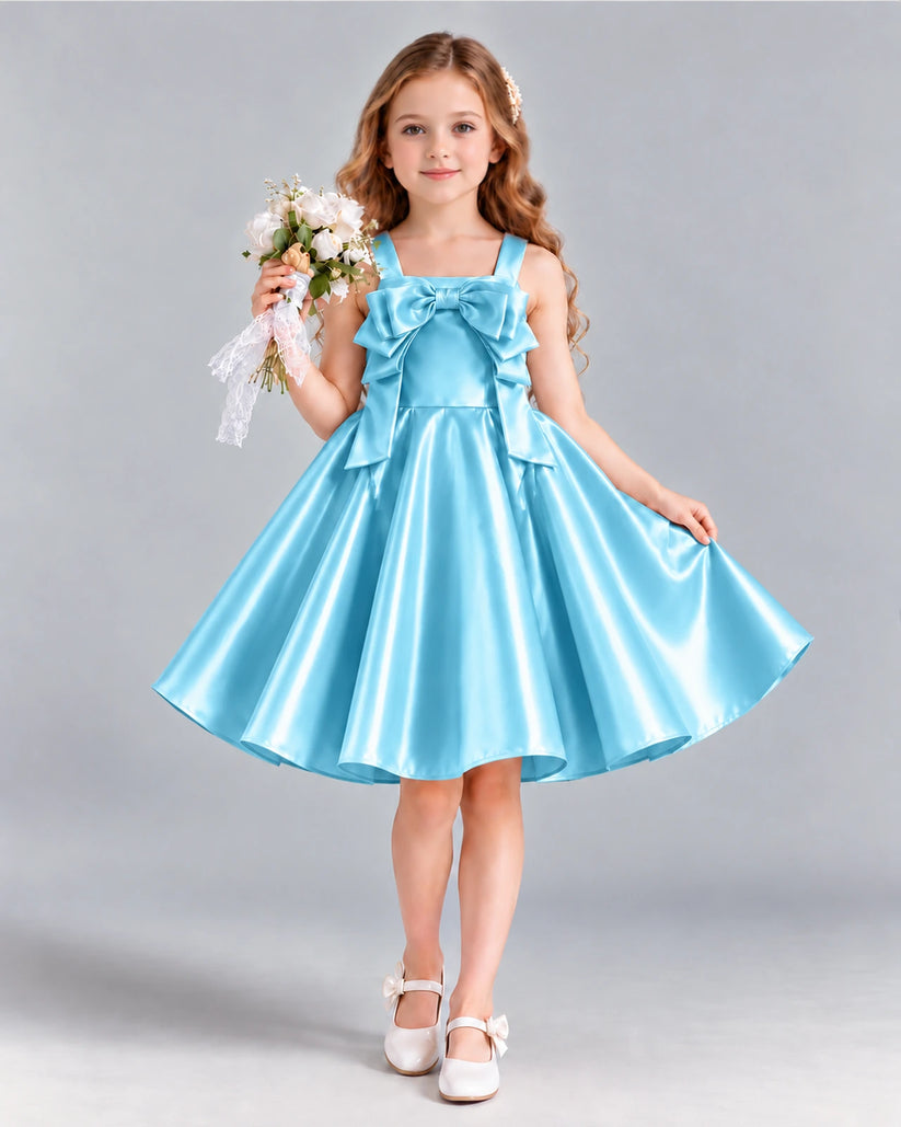 Sky Blue A-line Girls Formal Dress Front