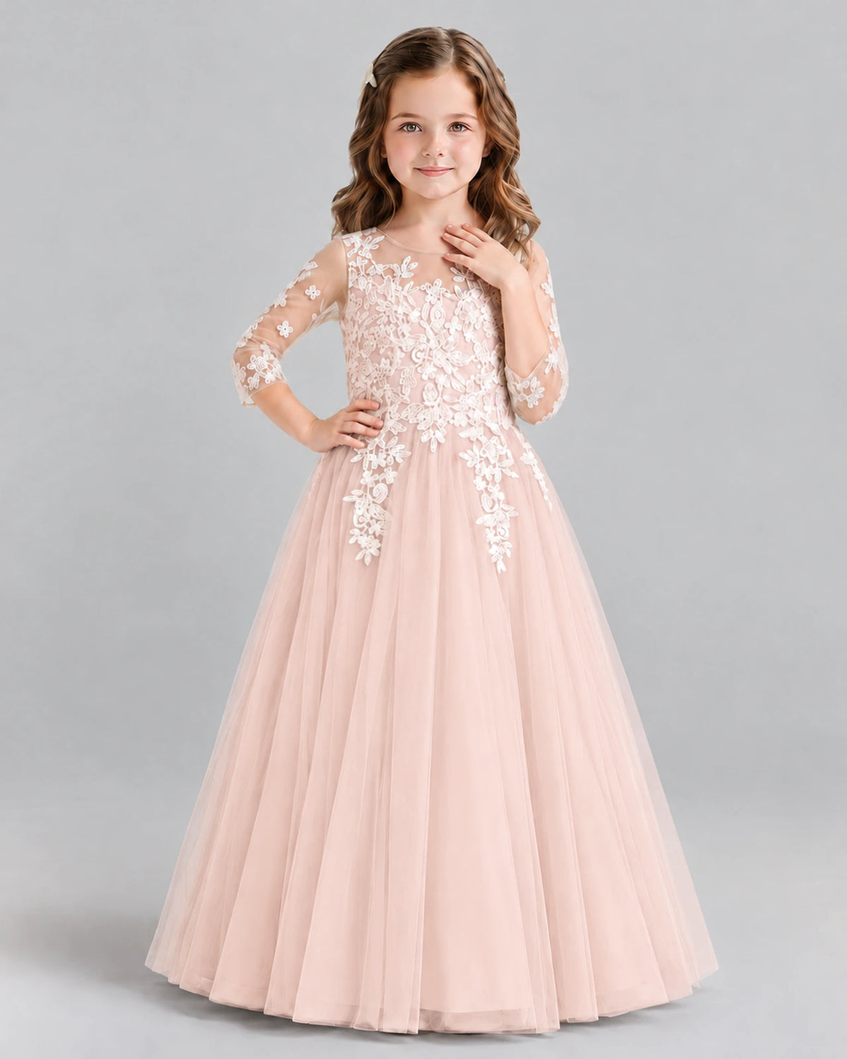 Blush Pink A-line Girls Formal Dress Front