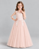 Blush Pink A-line Girls Formal Dress Front