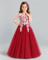 Burgundy A-line Girls Formal Dress Front