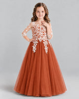 Burnt Orange A-line Girls Formal Dress Front