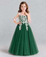 Dark Green A-line Girls Formal Dress Front