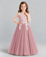 Dusty Rose A-line Girls Formal Dress Front