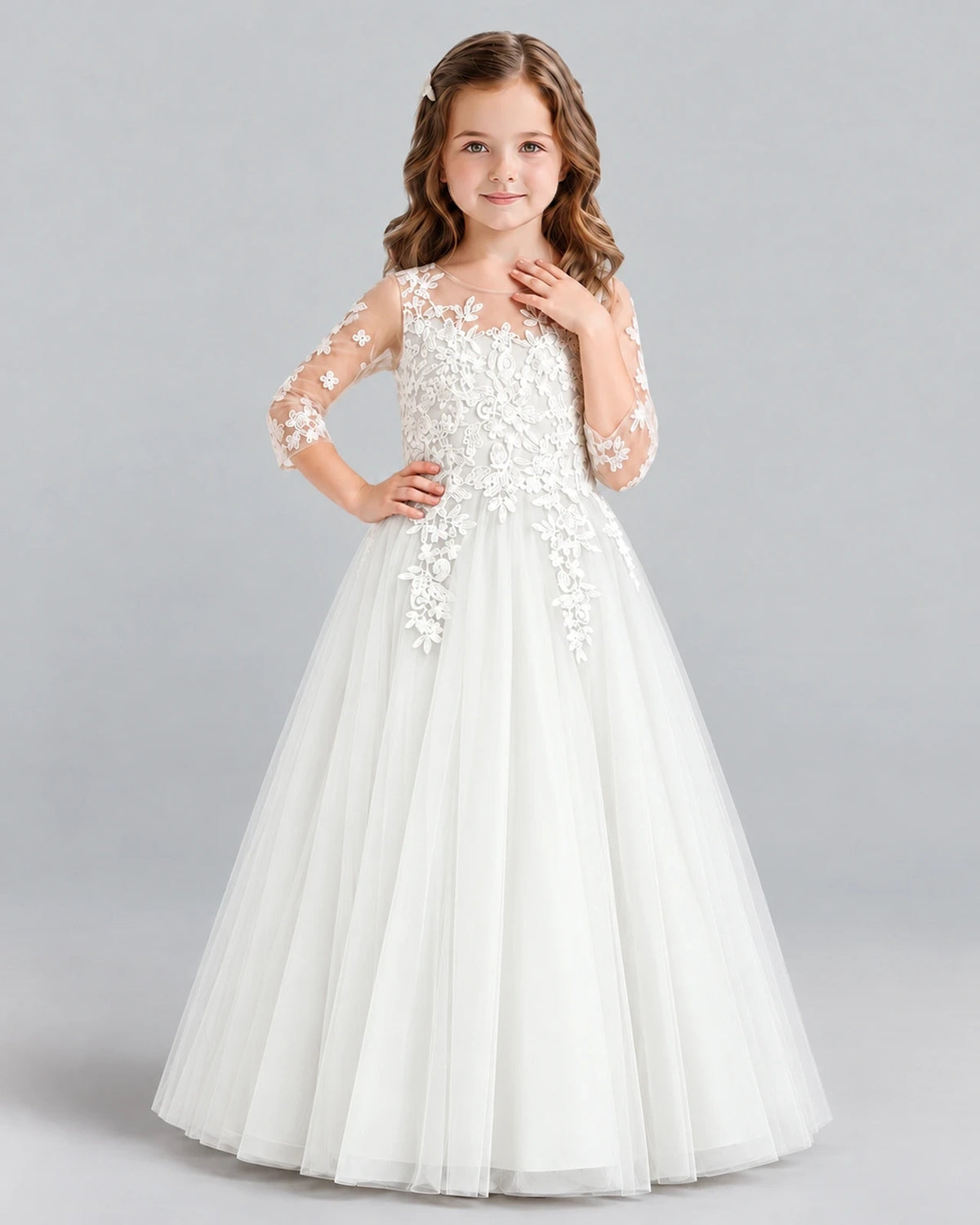 Ivory A-line Girls Formal Dress Front