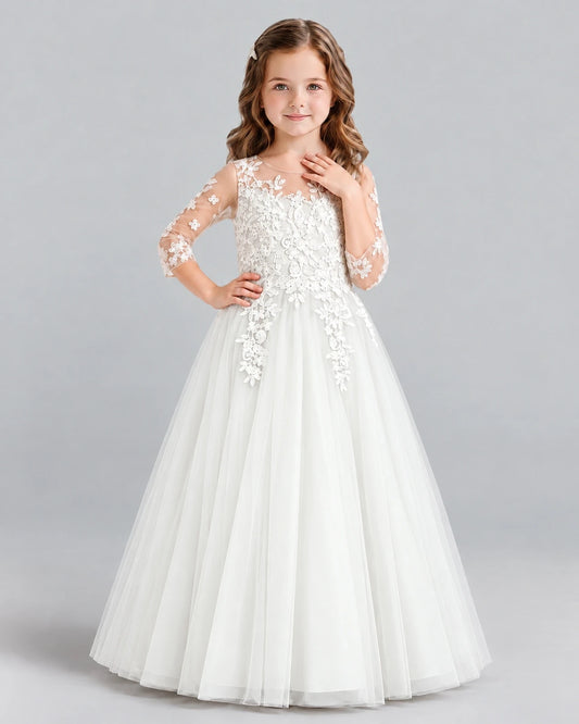 Ivory A-line Girls Formal Dress Front