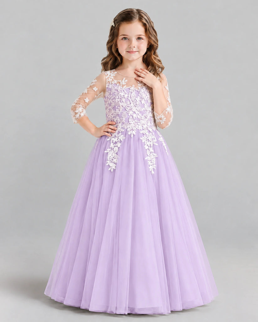 Lilac A-line Girls Formal Dress Front