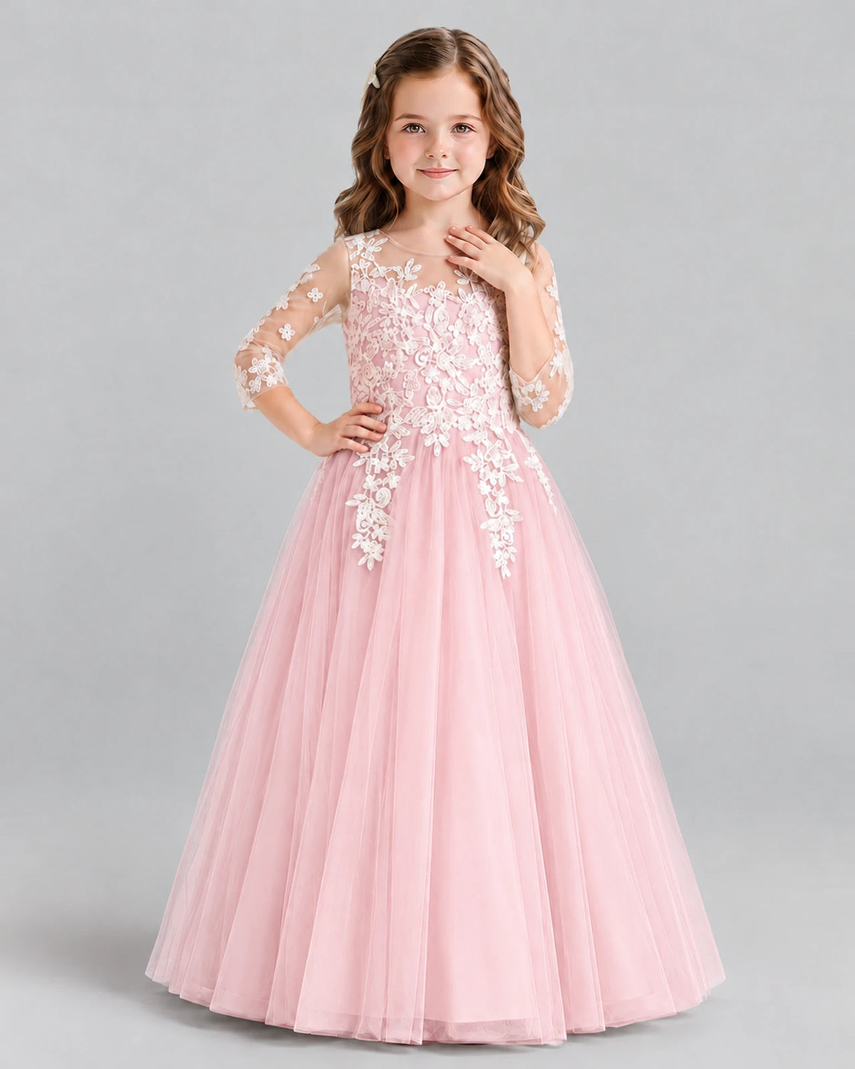 Pink A-line Girls Formal Dress Front