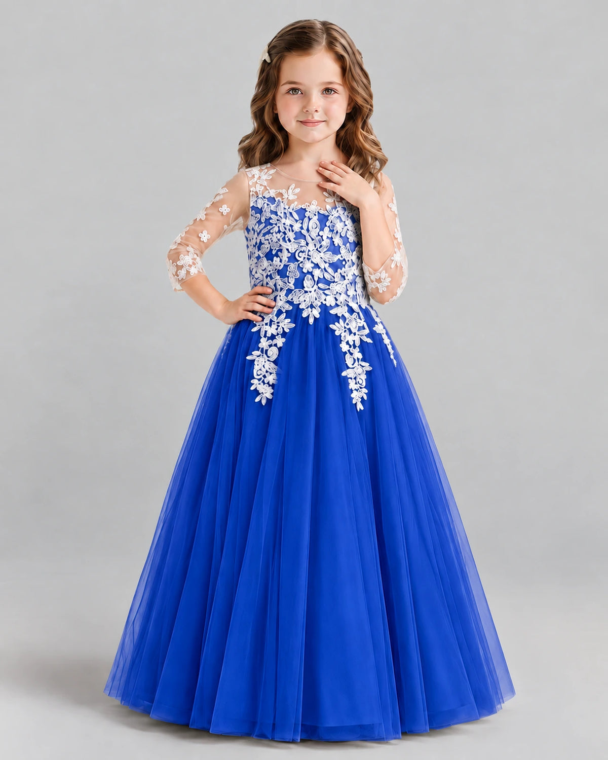 Royal Blue A-line Girls Formal Dress Front
