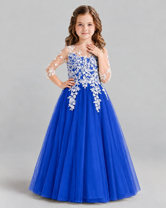 Royal Blue A-line Girls Formal Dress Front