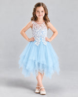 Baby Blue A-line Girls Formal Dress Front
