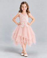 Blush Pink A-line Girls Formal Dress Front