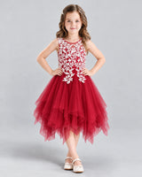 Burgundy A-line Girls Formal Dress Front