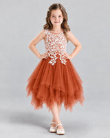 Burnt Orange A-line Girls Formal Dress Front