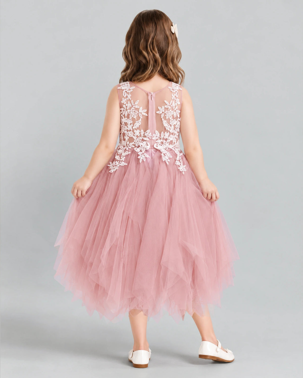 Dusty Rose A-line Girls Formal Dress Back [Shared]