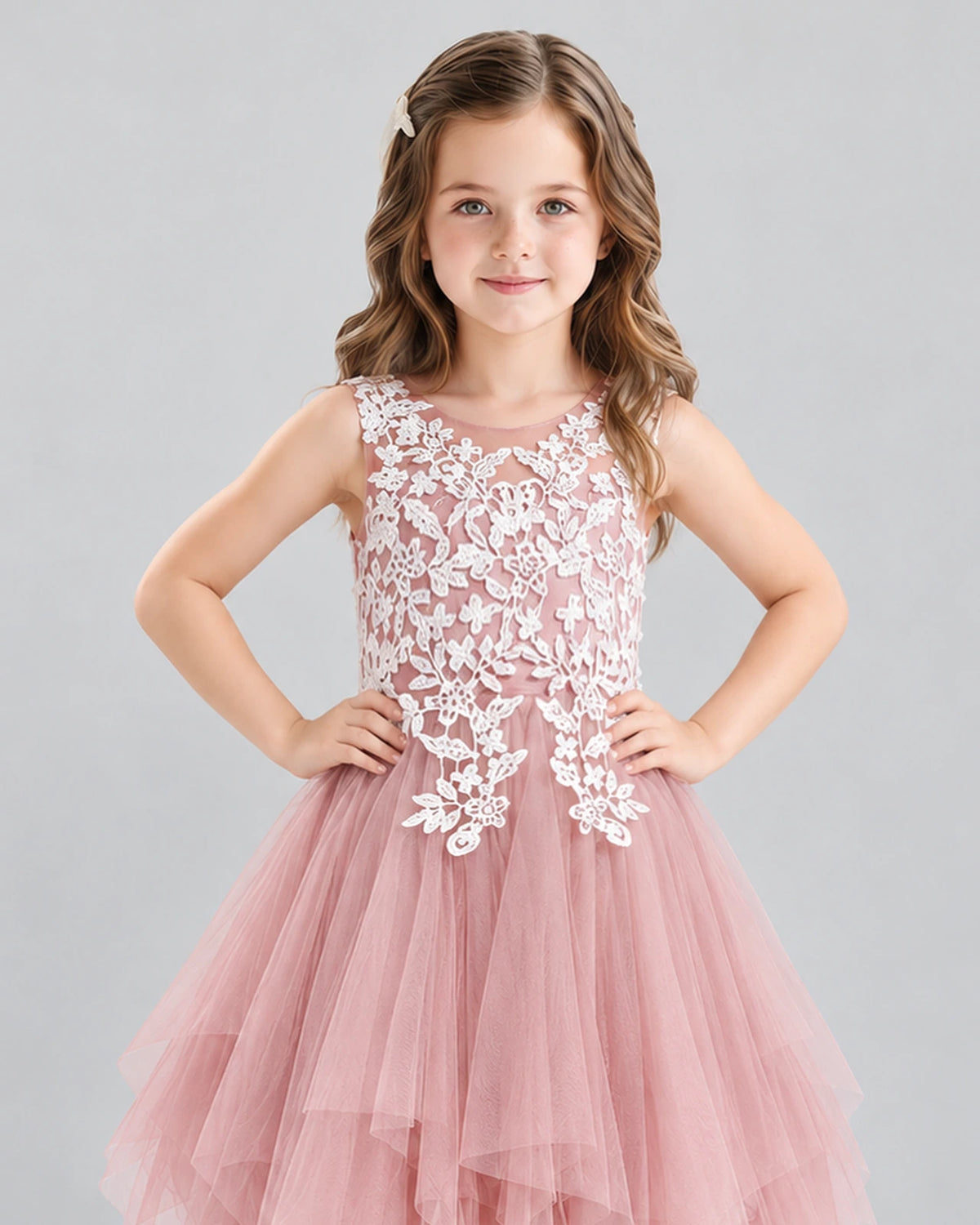 Dusty Rose A-line Girls Formal Dress Detail [Shared]