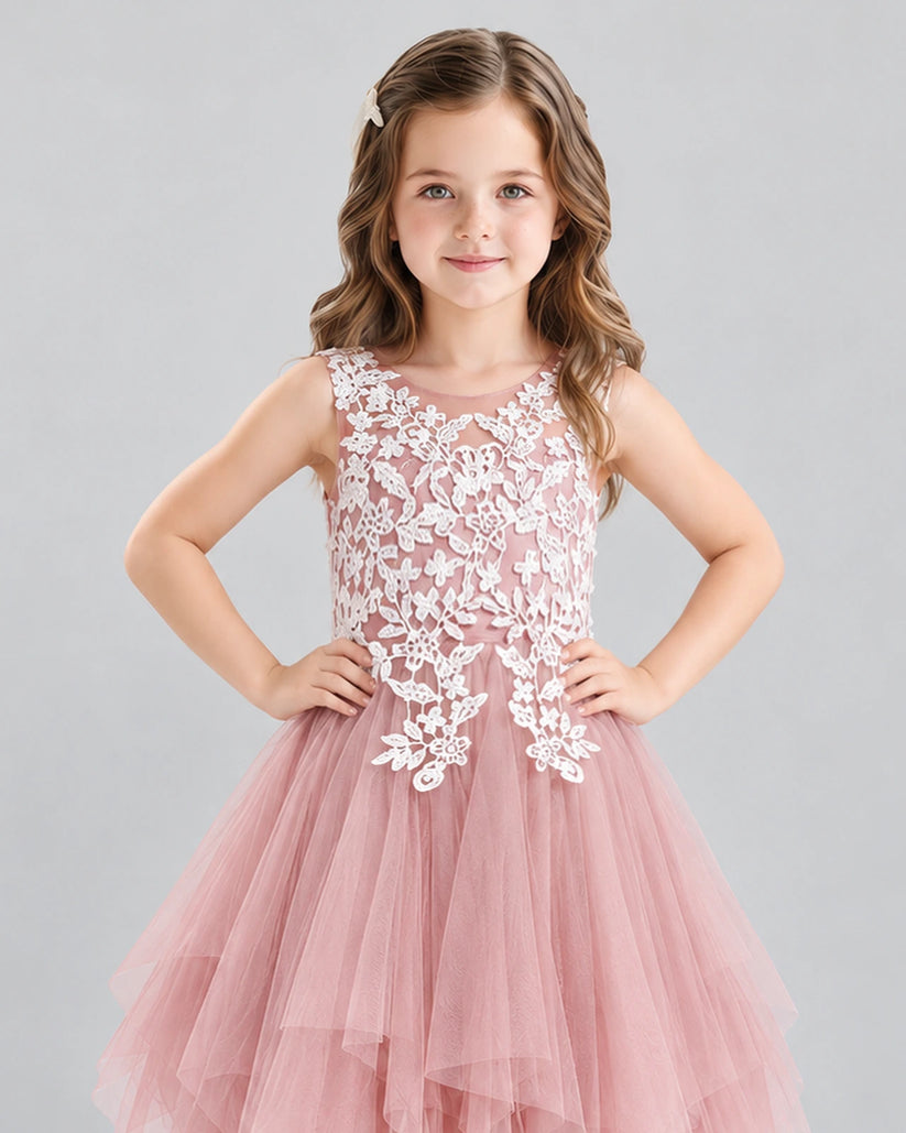 Dusty Rose A-line Girls Formal Dress Detail [Shared]