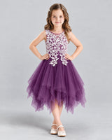 Grape A-line Girls Formal Dress Front