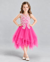 Hot Pink A-line Girls Formal Dress Front