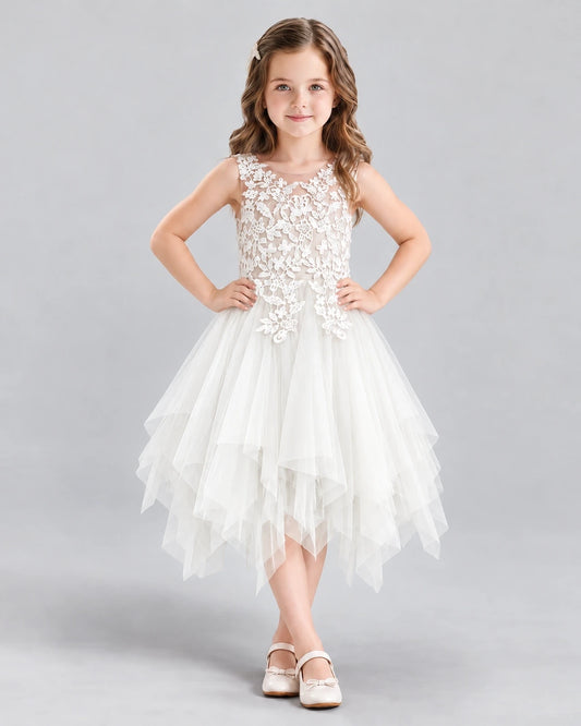Ivory A-line Girls Formal Dress Front