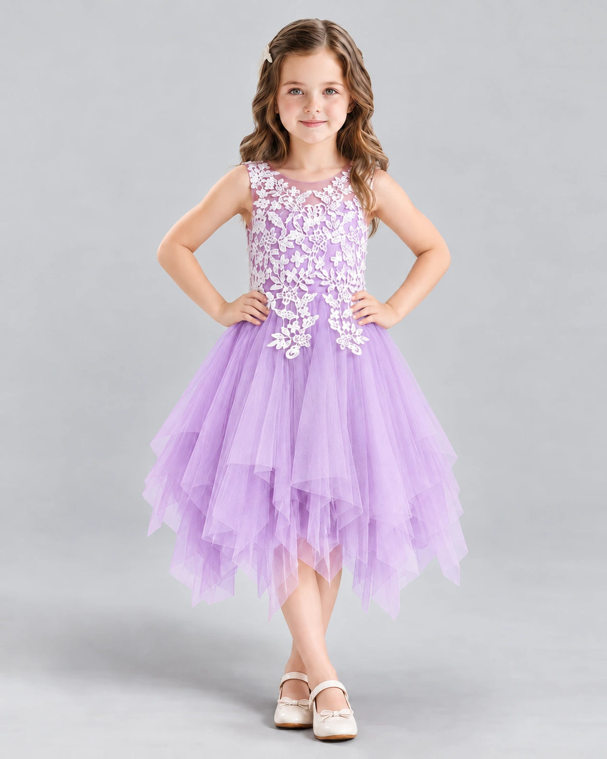 Lilac A-line Girls Formal Dress Front