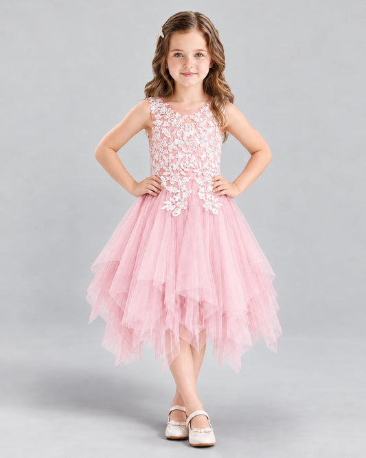 Pink A-line Girls Formal Dress Front
