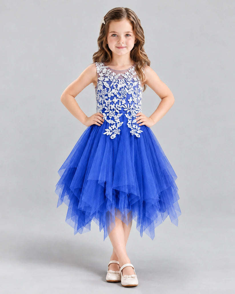 Royal Blue A-line Girls Formal Dress Front