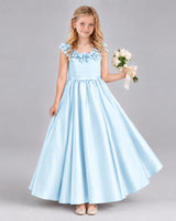 Baby Blue Ball Gown Junior Bridesmaid Dress Front