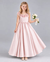 Blush Pink Ball Gown Junior Bridesmaid Dress Front