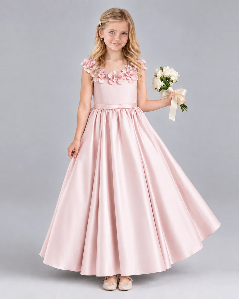 Blush Pink Ball Gown Junior Bridesmaid Dress Front