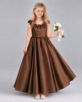 Chocolate Ball Gown Junior Bridesmaid Dress Front