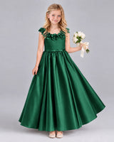 Dark Green Ball Gown Junior Bridesmaid Dress Front