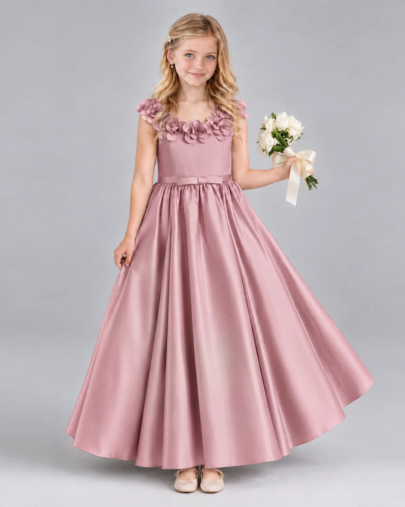 Dusty Rose Ball Gown Junior Bridesmaid Dress Front