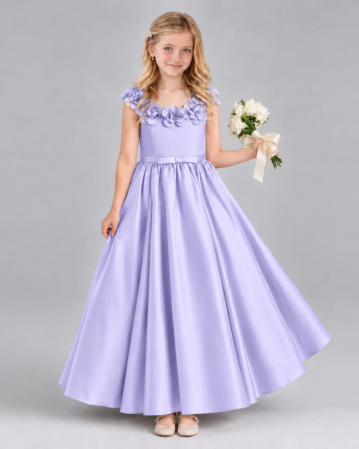 Lavender Ball Gown Junior Bridesmaid Dress Front