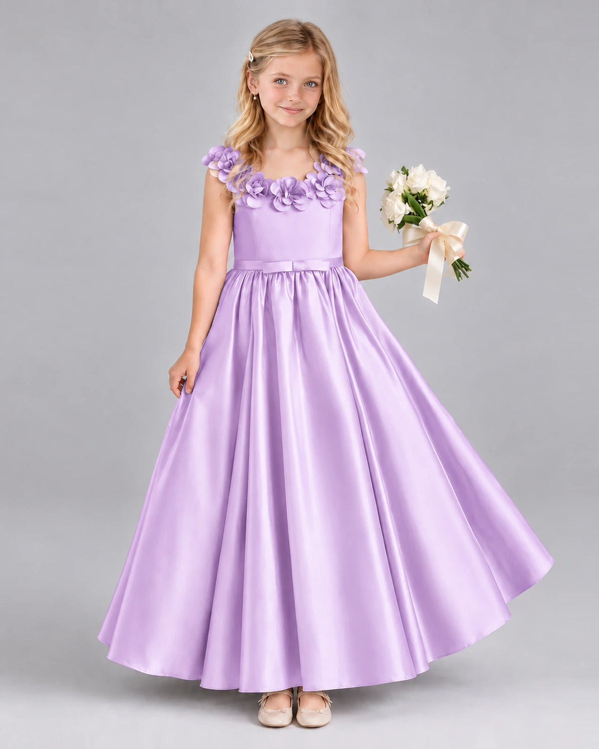 Lilac Ball Gown Junior Bridesmaid Dress Front